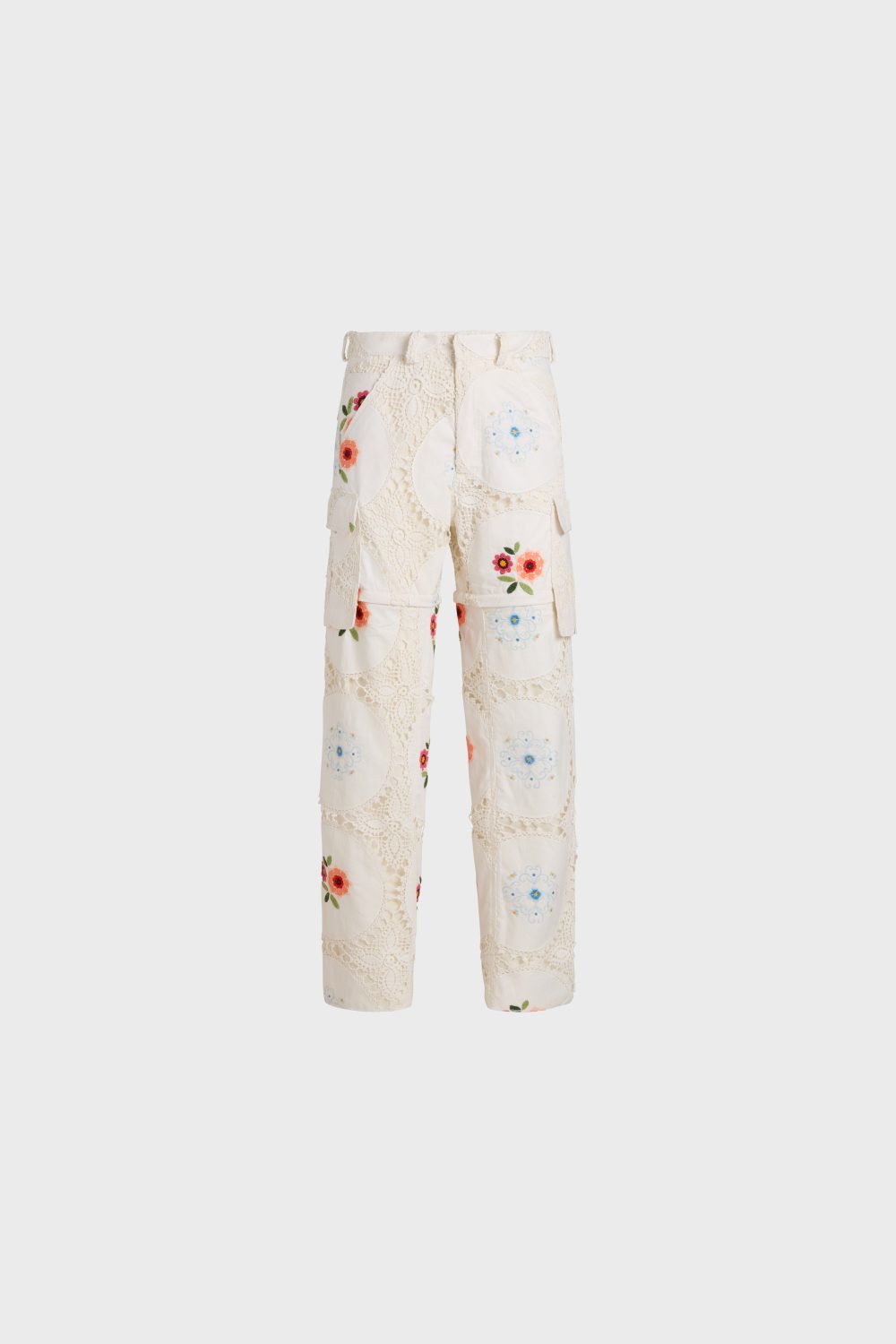 one of a kind cargo pant made with 70s table cloth