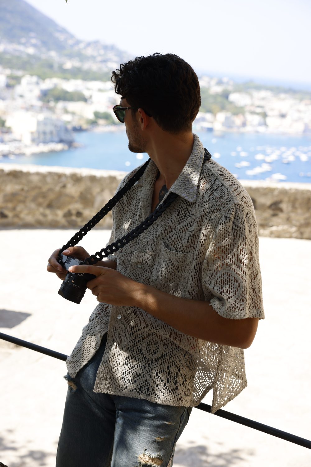 Linen macrame shirt