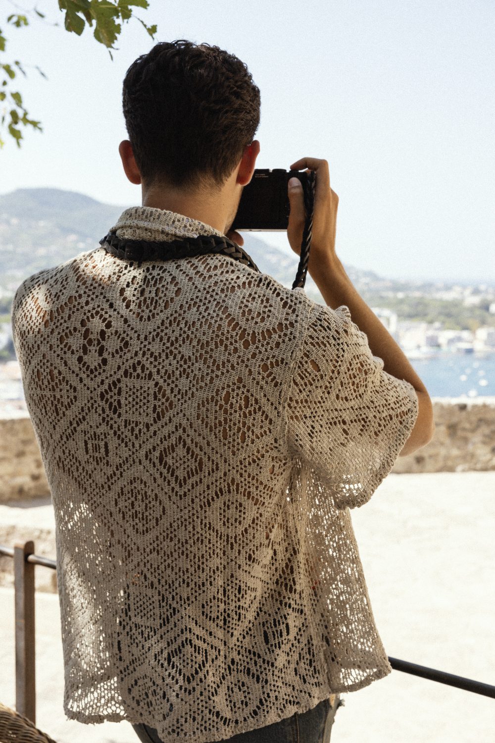 Linen macrame shirt