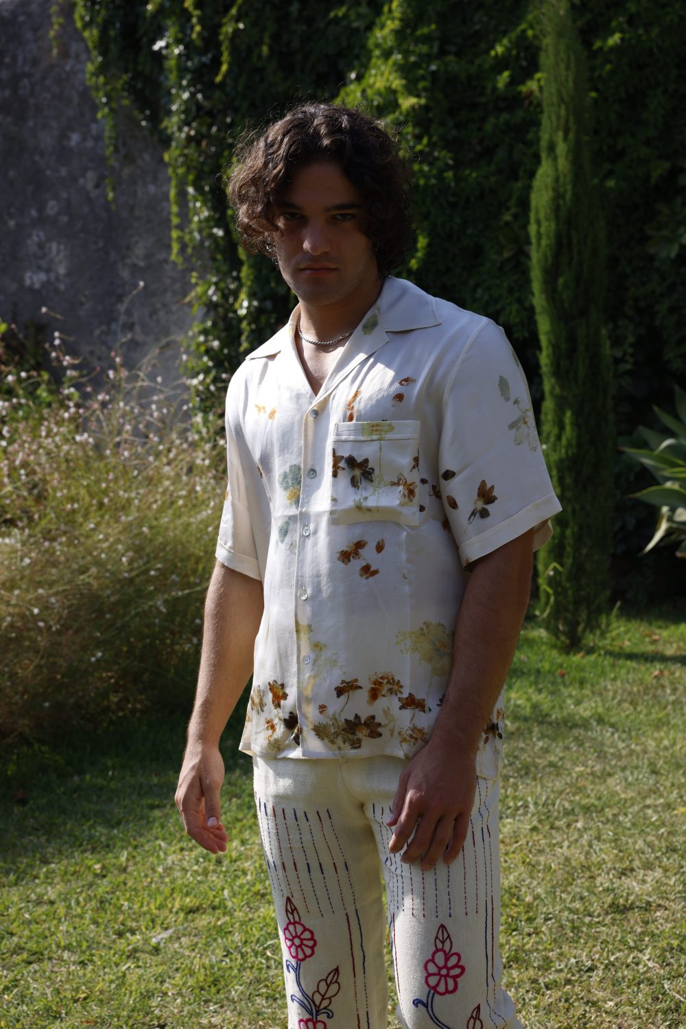 Botanical Print peace silk shirt