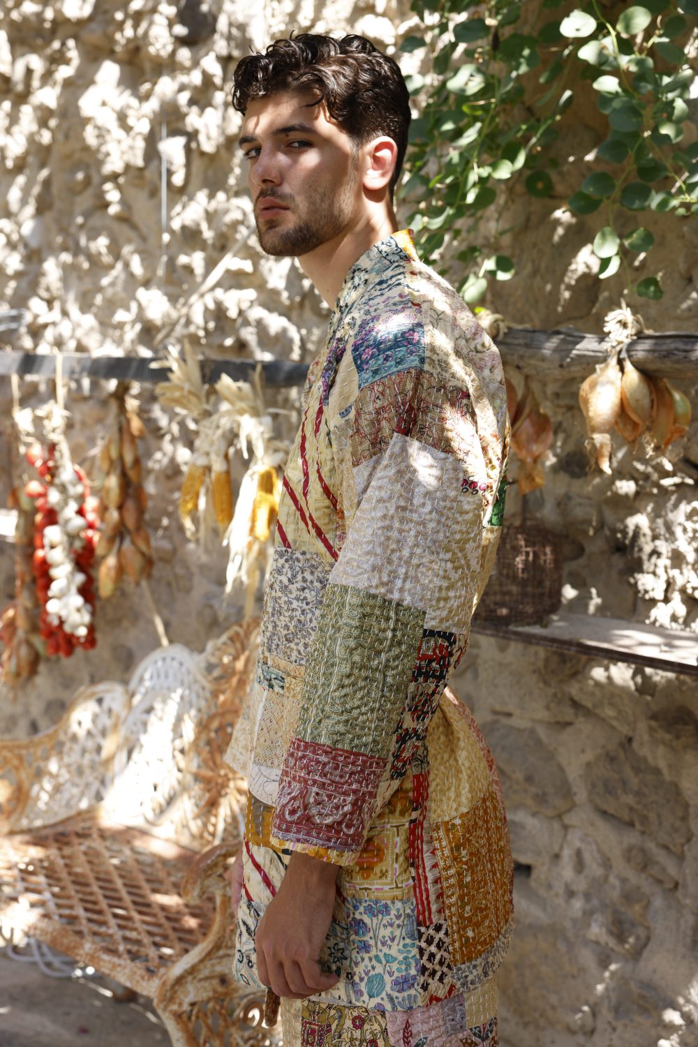 Patchwork silk kimono