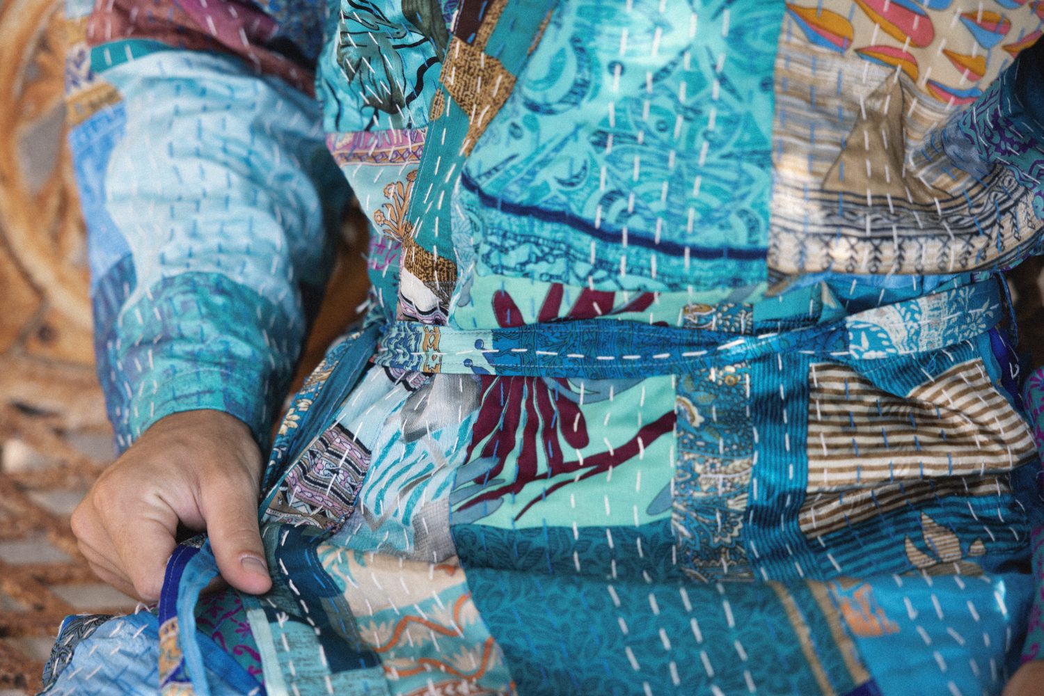 Patchwork silk kimono
