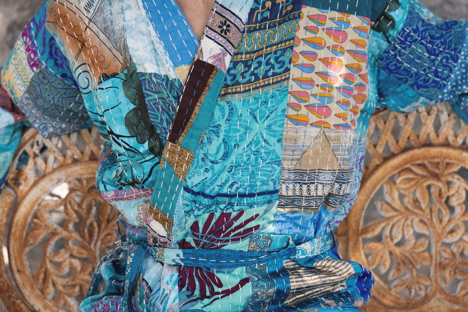 Patchwork silk kimono