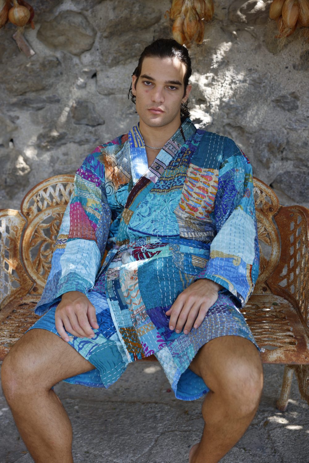Patchwork silk short