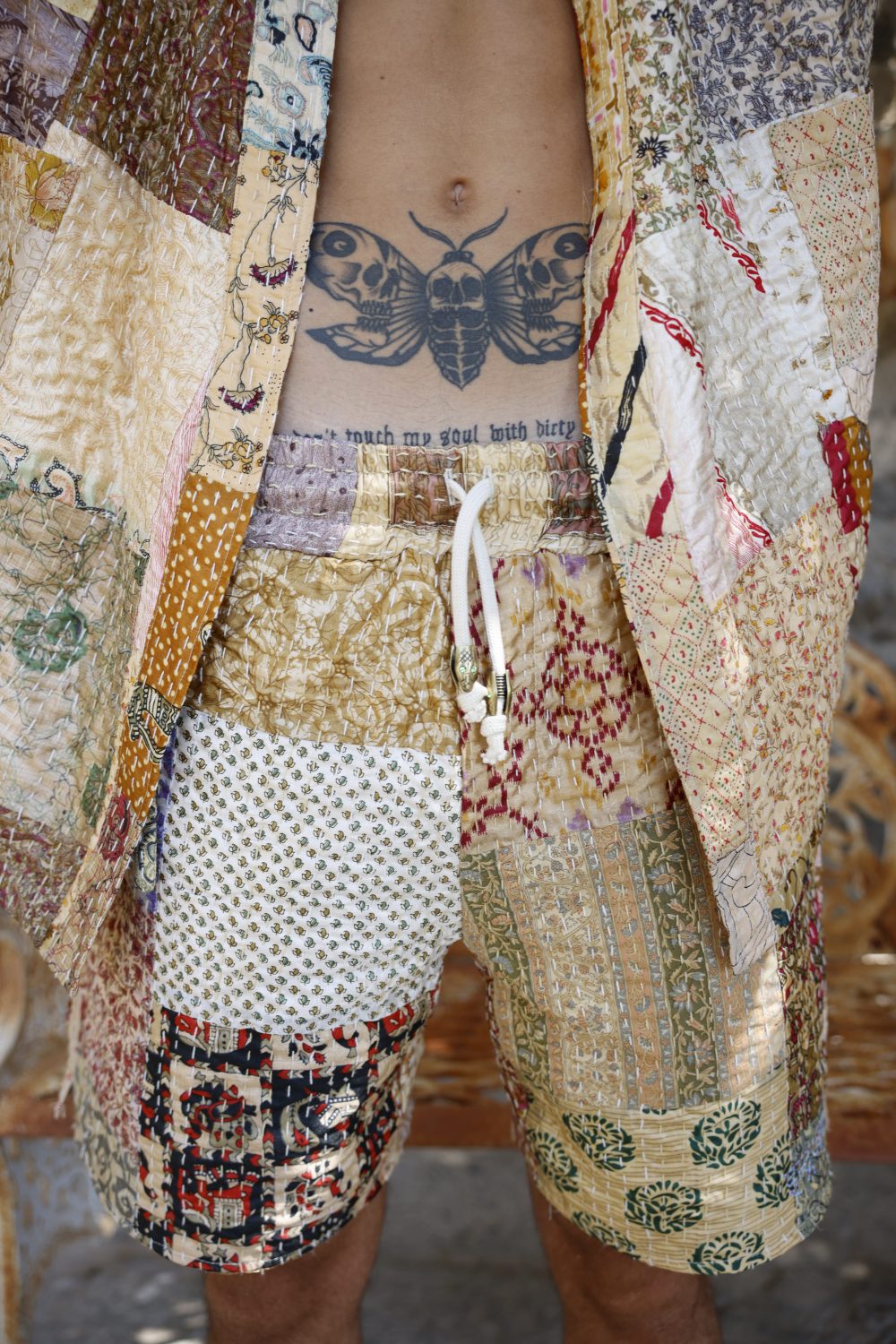 Patchwork silk short