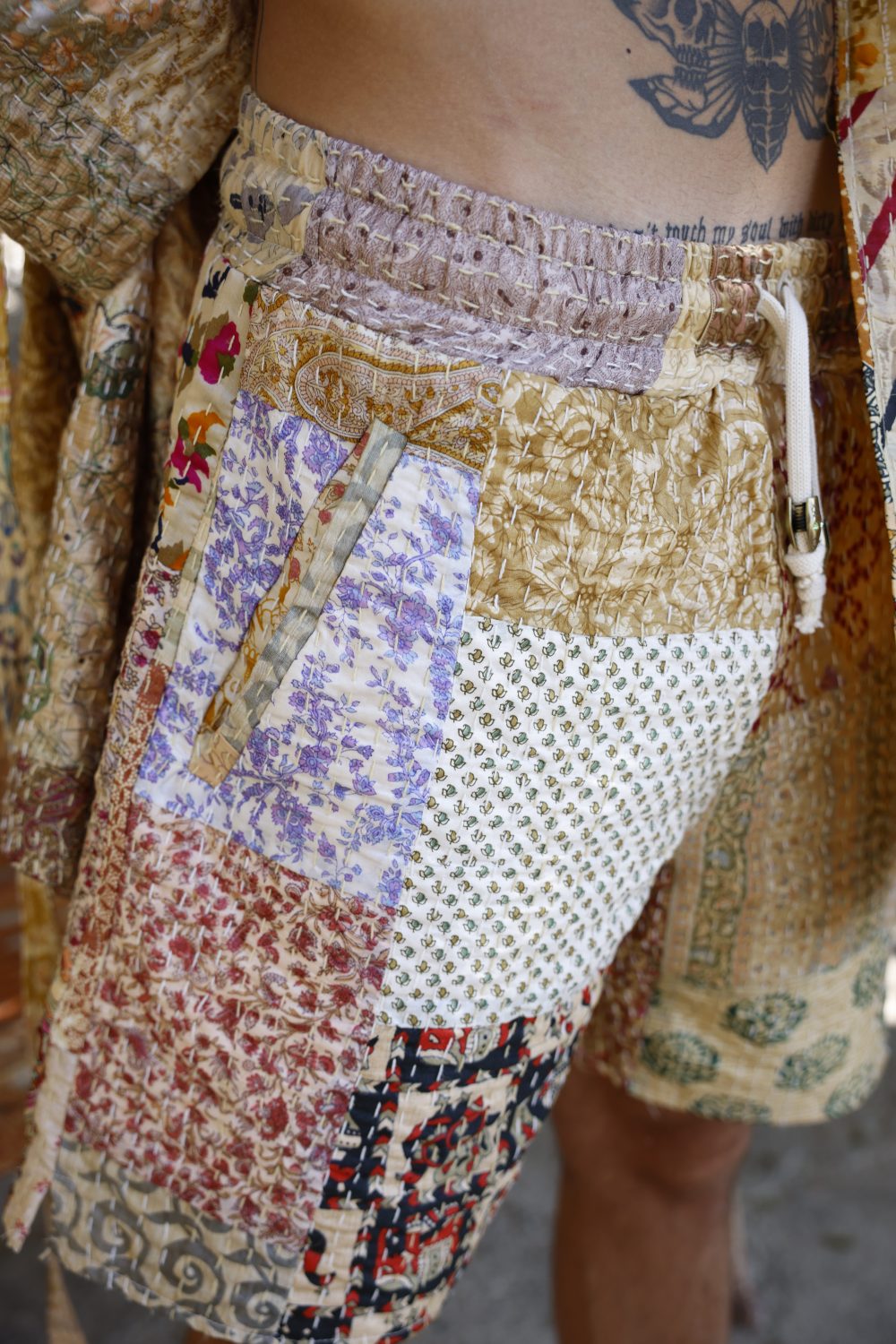 Patchwork silk short